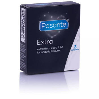 Prezerwatywy  Pasante Extra 3 szt.-dodatkowy lubrykant 18cm/52mm