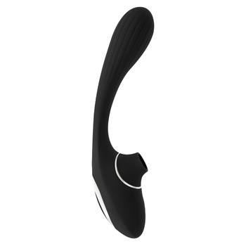 Niegrzeczny Pedro – dwusilnikowy wibrator punktu G z ssącym stymulatorem łechtaczki, wąski, 22,4 cm, silikon medyczny