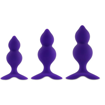 Zestaw fioletowych plugów analnych w trzech rozmiarach